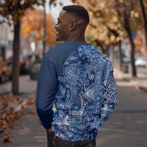 Afro Floral mix Maasai Shuka Sweatshirt Blue Moitf