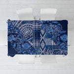 Afro Floral mix Maasai Shuka Tablecloth Blue Moitf