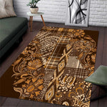 Afro Floral mix Maasai Shuka Area Rug Gold Moitf