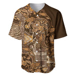 Afro Floral mix Maasai Shuka Baseball Jersey Gold Moitf