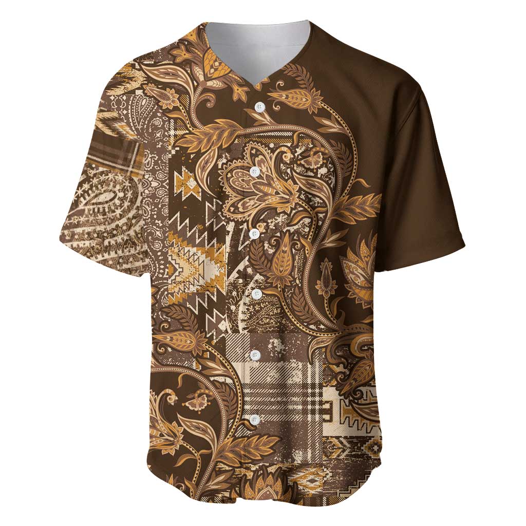 Afro Floral mix Maasai Shuka Baseball Jersey Gold Moitf