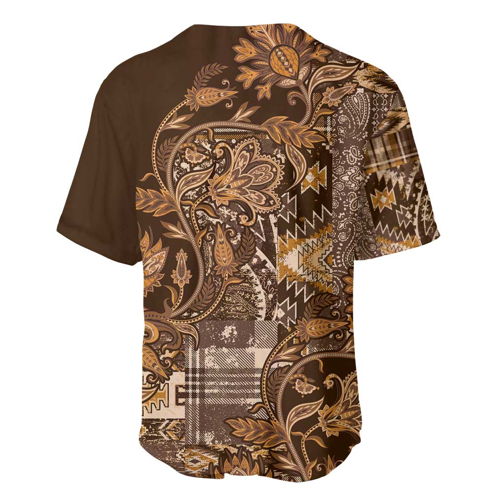 Afro Floral mix Maasai Shuka Baseball Jersey Gold Moitf