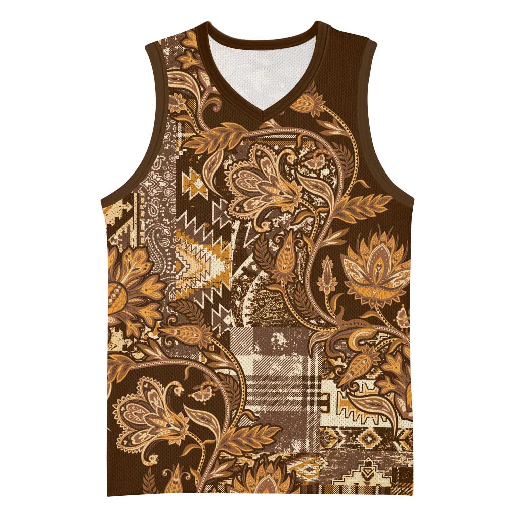 Afro Floral mix Maasai Shuka Basketball Jersey Gold Moitf - African Pride
