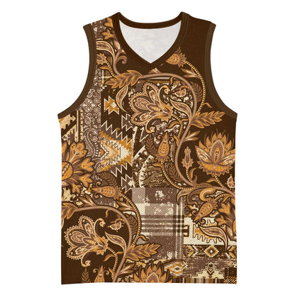 Afro Floral mix Maasai Shuka Basketball Jersey Gold Moitf - African Pride