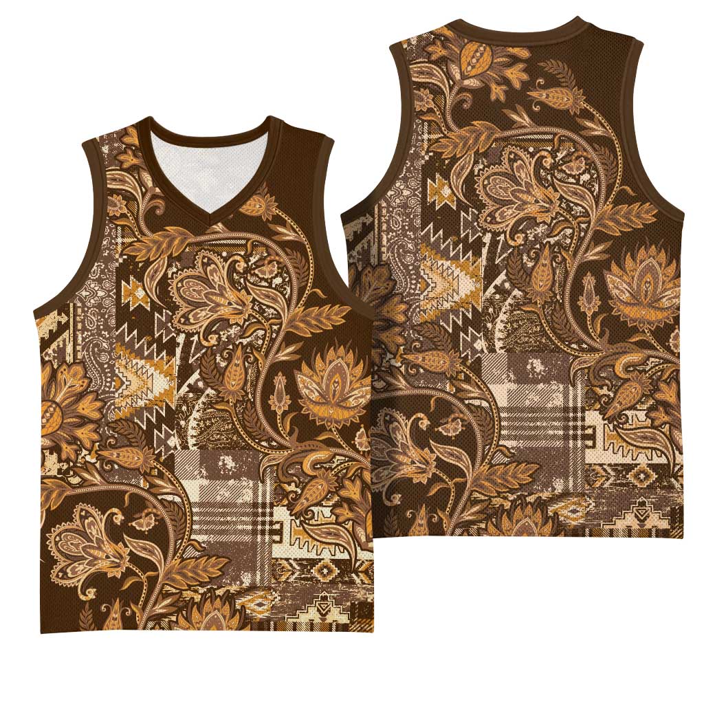 Afro Floral mix Maasai Shuka Basketball Jersey Gold Moitf - African Pride