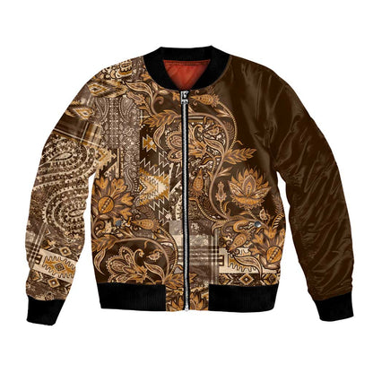 Afro Floral mix Maasai Shuka Bomber Jacket Gold Moitf