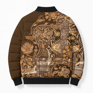 Africa Floral mix Maasai Shuka Bomber Puffer Jacket Gold Moitf