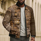 Africa Floral mix Maasai Shuka Bomber Puffer Jacket Gold Moitf