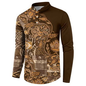 Africa Floral mix Maasai Shuka Button Sweatshirt Gold Moitf