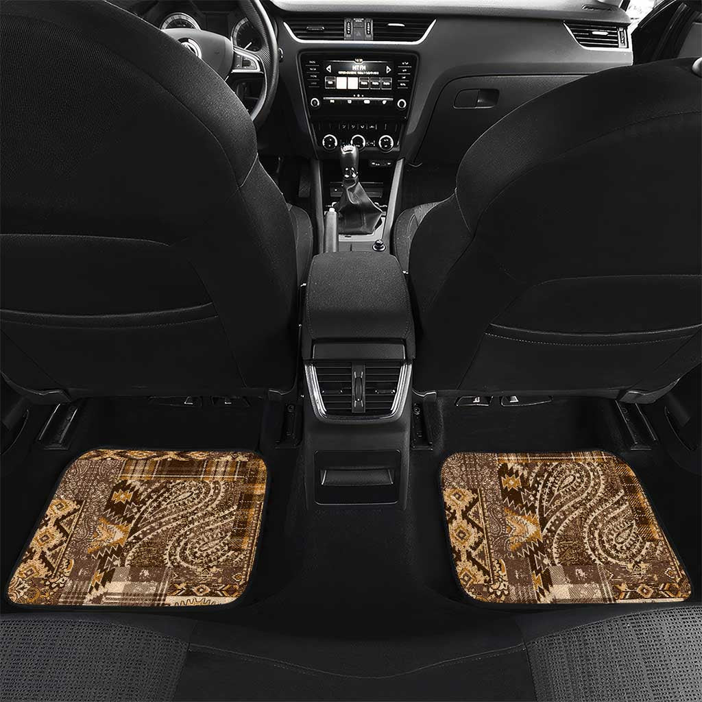 Afro Floral mix Maasai Shuka Car Mats Gold Moitf