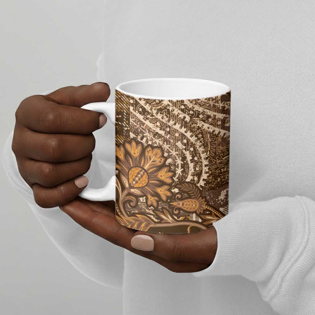 Africa Floral mix Maasai Shuka Ceramic Mug Gold Moitf