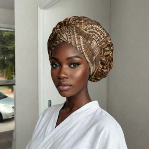 Africa Floral mix Maasai Shuka Easy Headwrap Gold Moitf