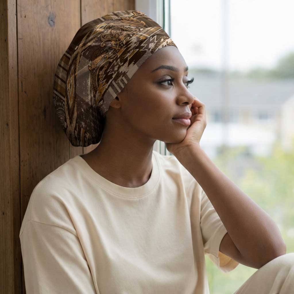 Africa Floral mix Maasai Shuka Easy Headwrap Gold Moitf