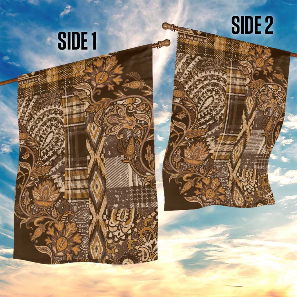 Afro Floral mix Maasai Shuka Garden Flag Gold Moitf