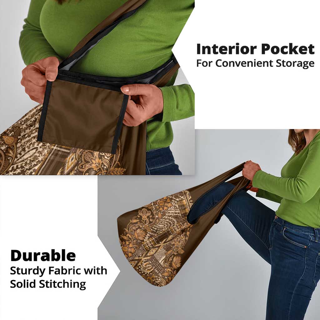 Afro Floral mix Maasai Shuka Grocery Bag Gold Moitf