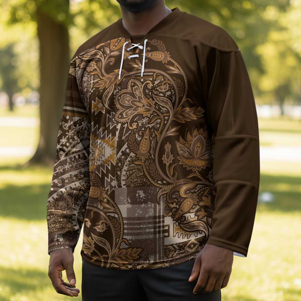 Africa Floral mix Maasai Shuka Hockey Jersey Gold Moitf