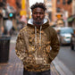 Afro Floral mix Maasai Shuka Hoodie Gold Moitf