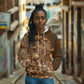 Afro Floral mix Maasai Shuka Hoodie Gold Moitf