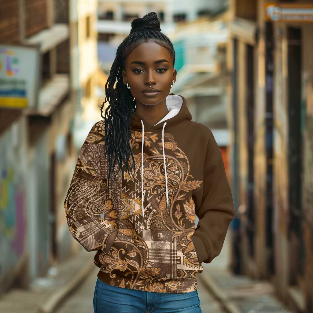 Afro Floral mix Maasai Shuka Hoodie Gold Moitf