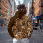 Afro Floral mix Maasai Shuka Hoodie Gold Moitf