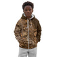 Afro Floral mix Maasai Shuka Kid Hoodie Gold Moitf