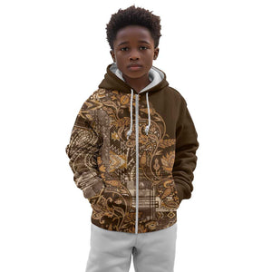Afro Floral mix Maasai Shuka Kid Hoodie Gold Moitf