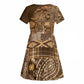 Afro Floral mix Maasai Shuka Kid Short Sleeve Dress Gold Moitf