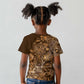 Afro Floral mix Maasai Shuka Kid T shirt Gold Moitf