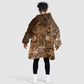 Afro Floral mix Maasai Shuka KId Wearable Blanket Hoodie Gold Moitf