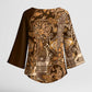 Africa Floral mix Maasai Shuka Kimono Sleeve Blouse Gold Moitf