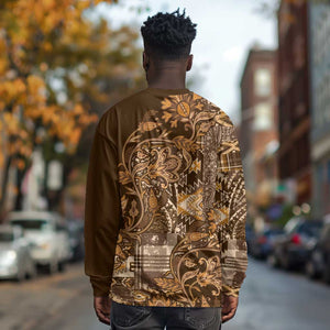 Afro Floral mix Maasai Shuka Long Sleeve Shirt Gold Moitf LT9