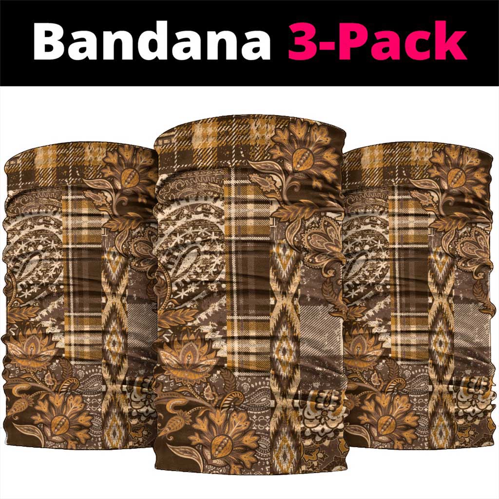 Afro Floral mix Maasai Shuka Neck Gaiter Gold Moitf LT9