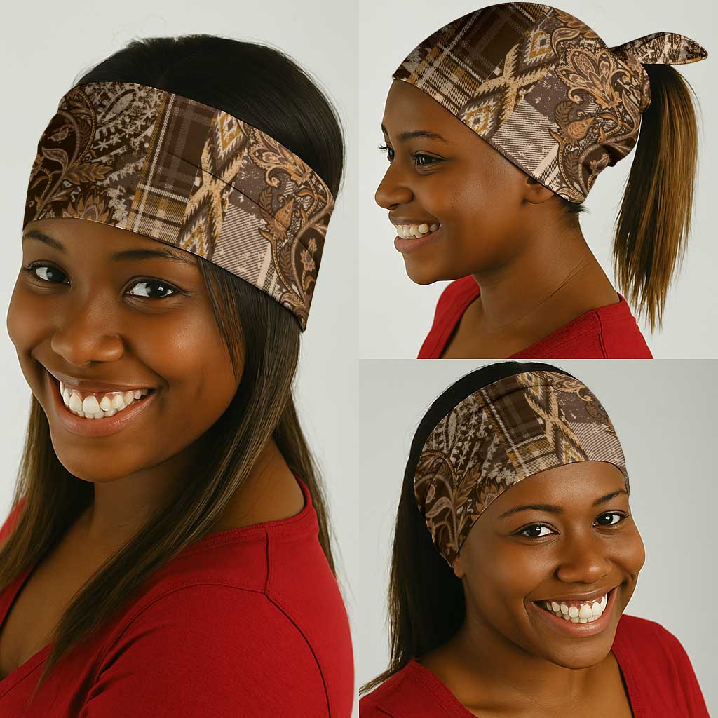 Afro Floral mix Maasai Shuka Neck Gaiter Gold Moitf LT9