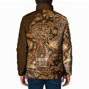 Africa Floral mix Maasai Shuka Padded Jacket Gold Moitf