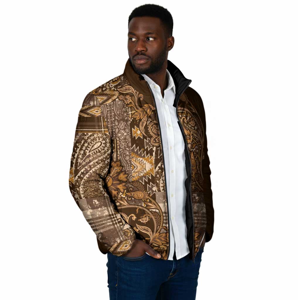 Africa Floral mix Maasai Shuka Padded Jacket Gold Moitf