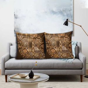 Africa Floral mix Maasai Shuka Pillow Cover Gold Moitf