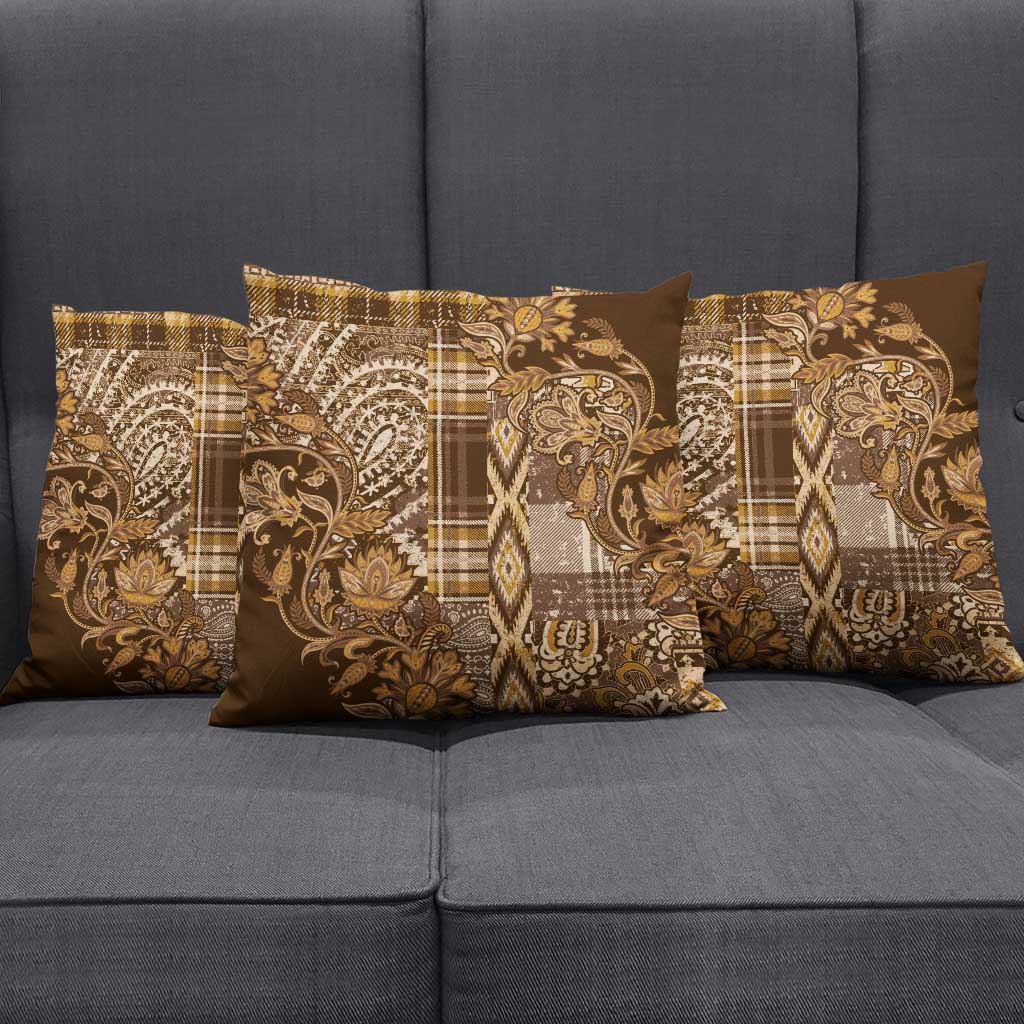 Africa Floral mix Maasai Shuka Pillow Cover Gold Moitf