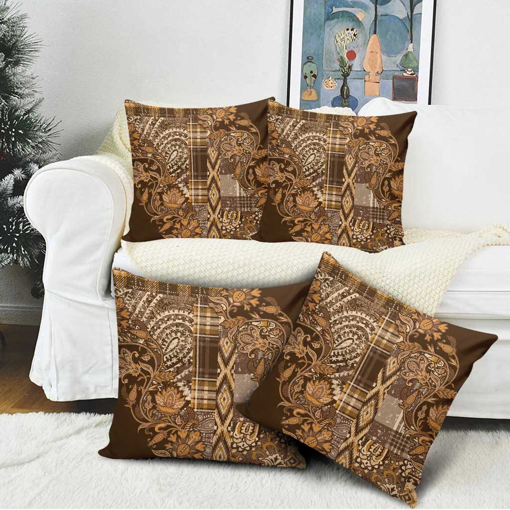 Africa Floral mix Maasai Shuka Pillow Cover Gold Moitf