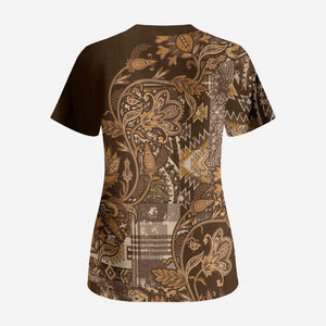 Africa Floral mix Maasai Shuka Scrub Top Gold Moitf