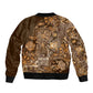 Afro Floral mix Maasai Shuka Sleeve Zip Bomber Jacket Gold Moitf