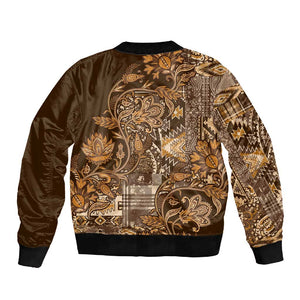Afro Floral mix Maasai Shuka Sleeve Zip Bomber Jacket Gold Moitf