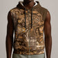 Afro Floral mix Maasai Shuka Sleeveless Zip Hoodie Gold Moitf - African Pride