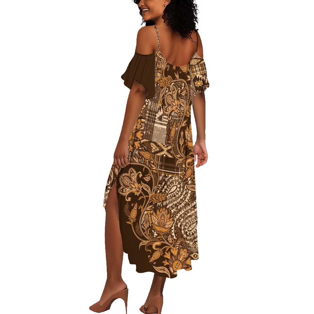Afro Floral mix Maasai Shuka Summer Maxi Dress Gold Moitf