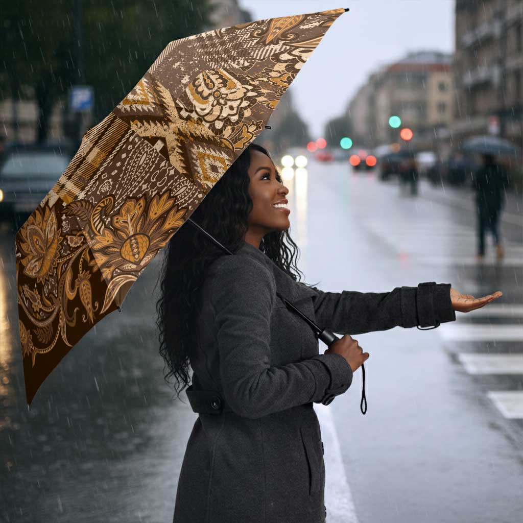 Africa Floral mix Maasai Shuka Umbrella Gold Moitf