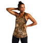Afro Floral mix Maasai Shuka Women Racerback Tank Gold Moitf