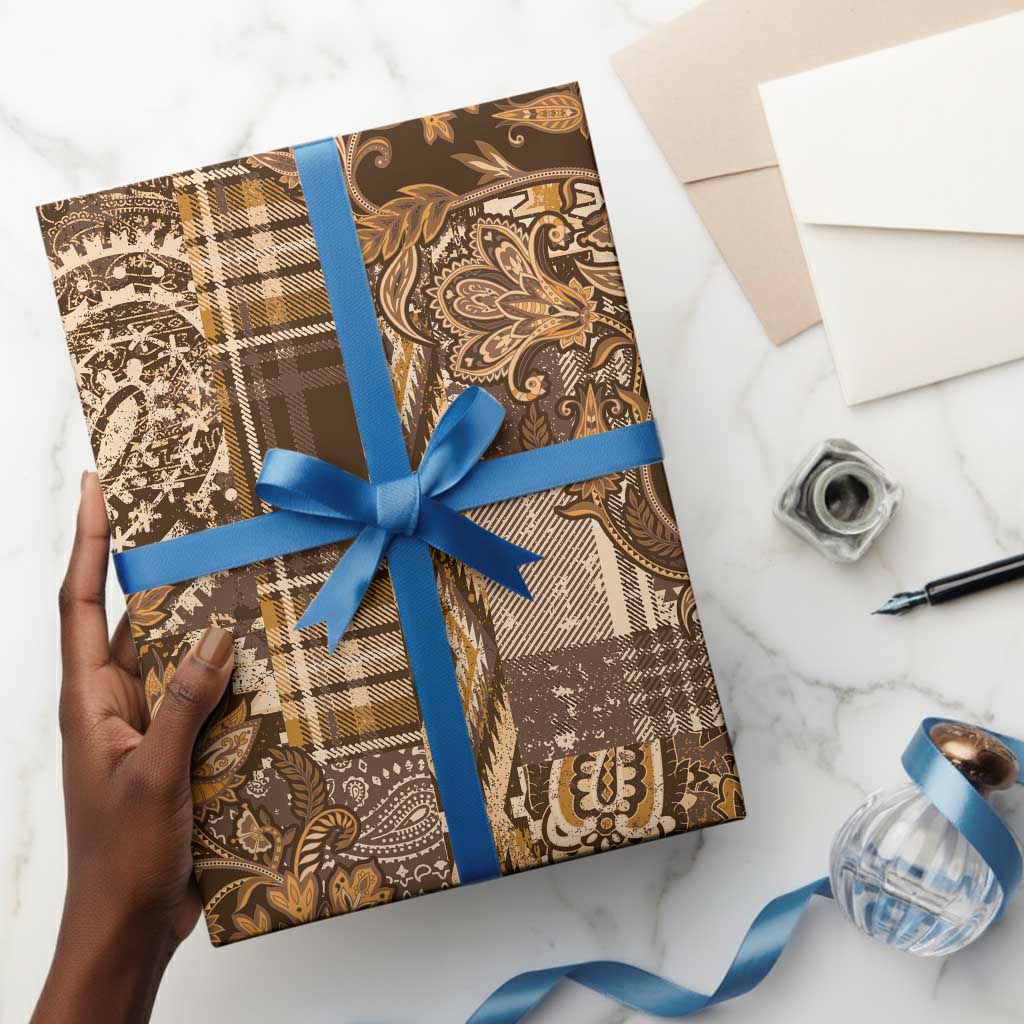 Africa Floral mix Maasai Shuka Wrapping Paper Gold Moitf - African Pride