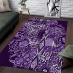 Afro Floral mix Maasai Shuka Area Rug Purple Moitf