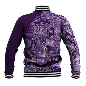 Afro Floral mix Maasai Shuka Baseball Jacket Purple Moitf LT9