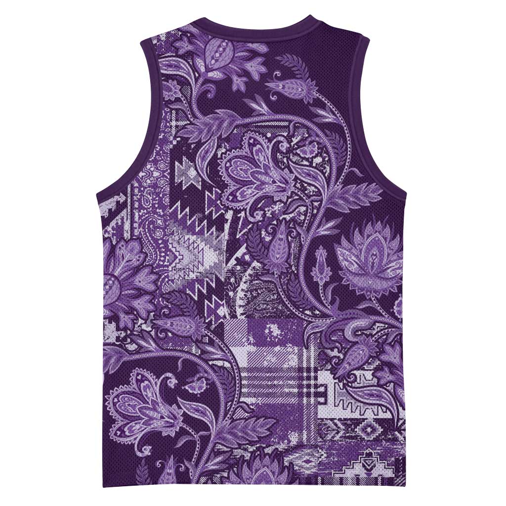 Afro Floral mix Maasai Shuka Basketball Jersey Purple Moitf - African Pride