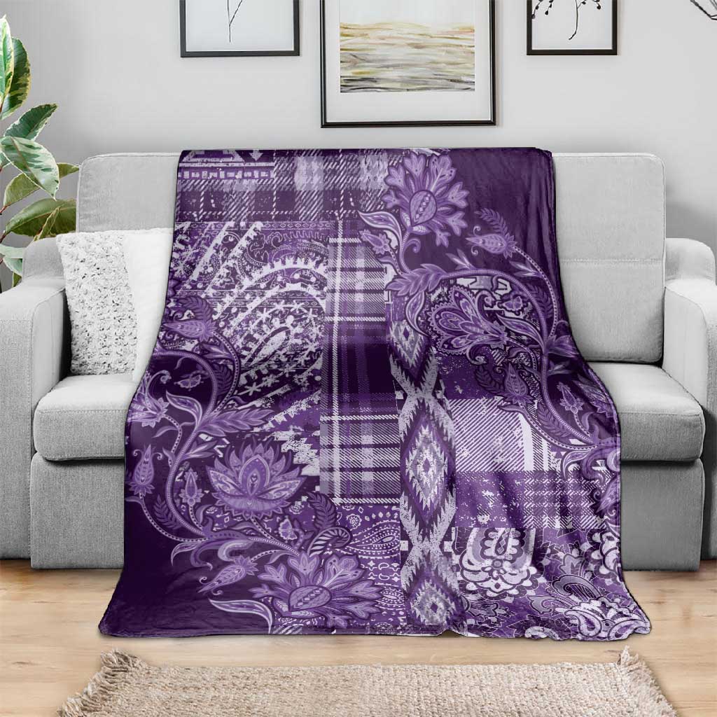 Afro Floral mix Maasai Shuka Blanket Purple Moitf